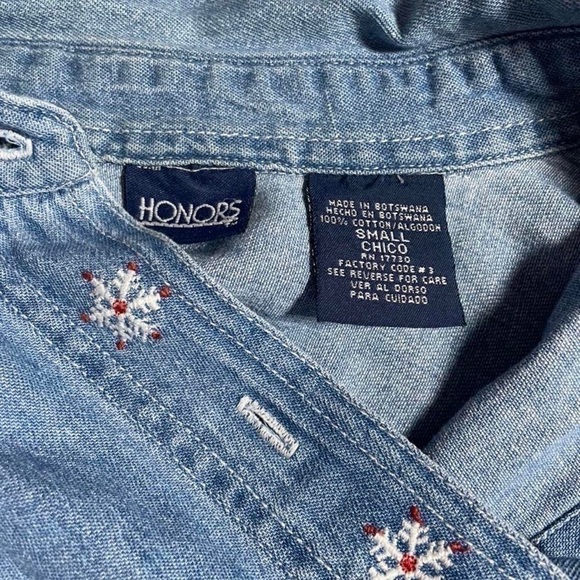 Vintage 90s Snowflake Denim Button Down- Jeans 100% Cotton - Picture 4 of 4